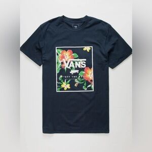 Vans Dark Blue Floral Graphic Tee Slim Fit Small